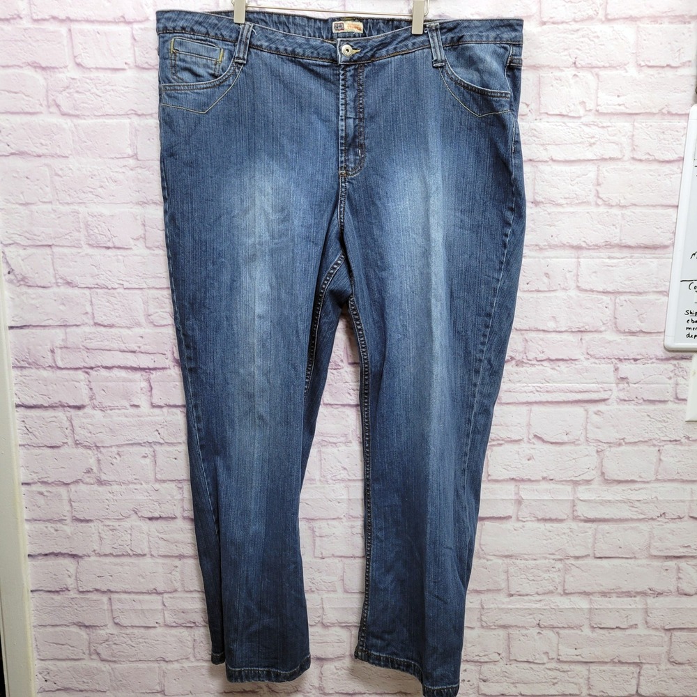 VTG Faded Glory Embroidered Pocket Bootcut Jeans 26W Plus Stretch Mid Wash Retro